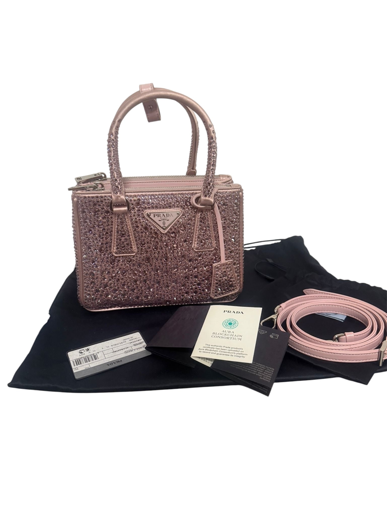 PRADA GALLERIA MINI RASO E CRISTALLI - BORSA