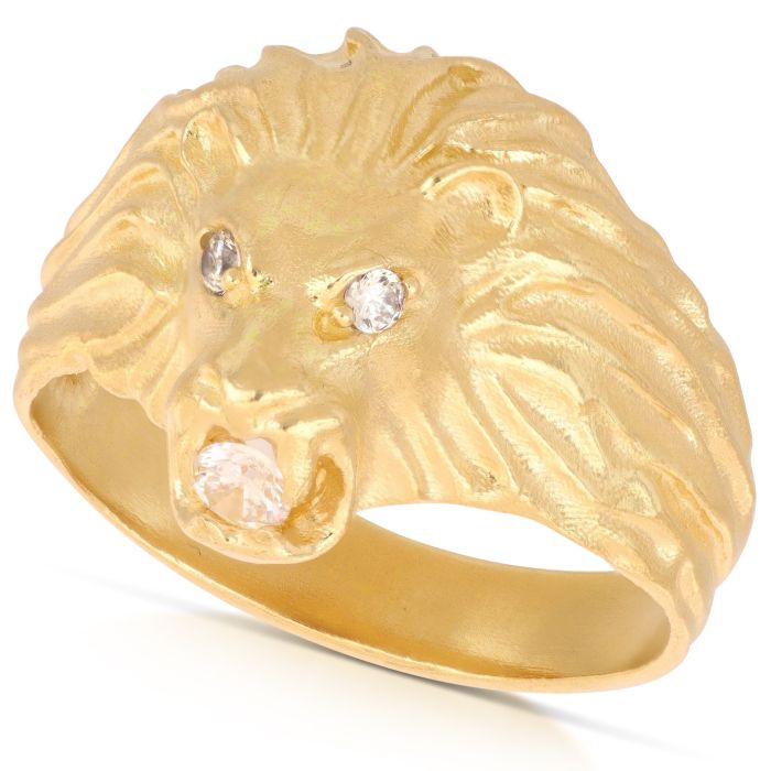 Anello Leone con zirconi